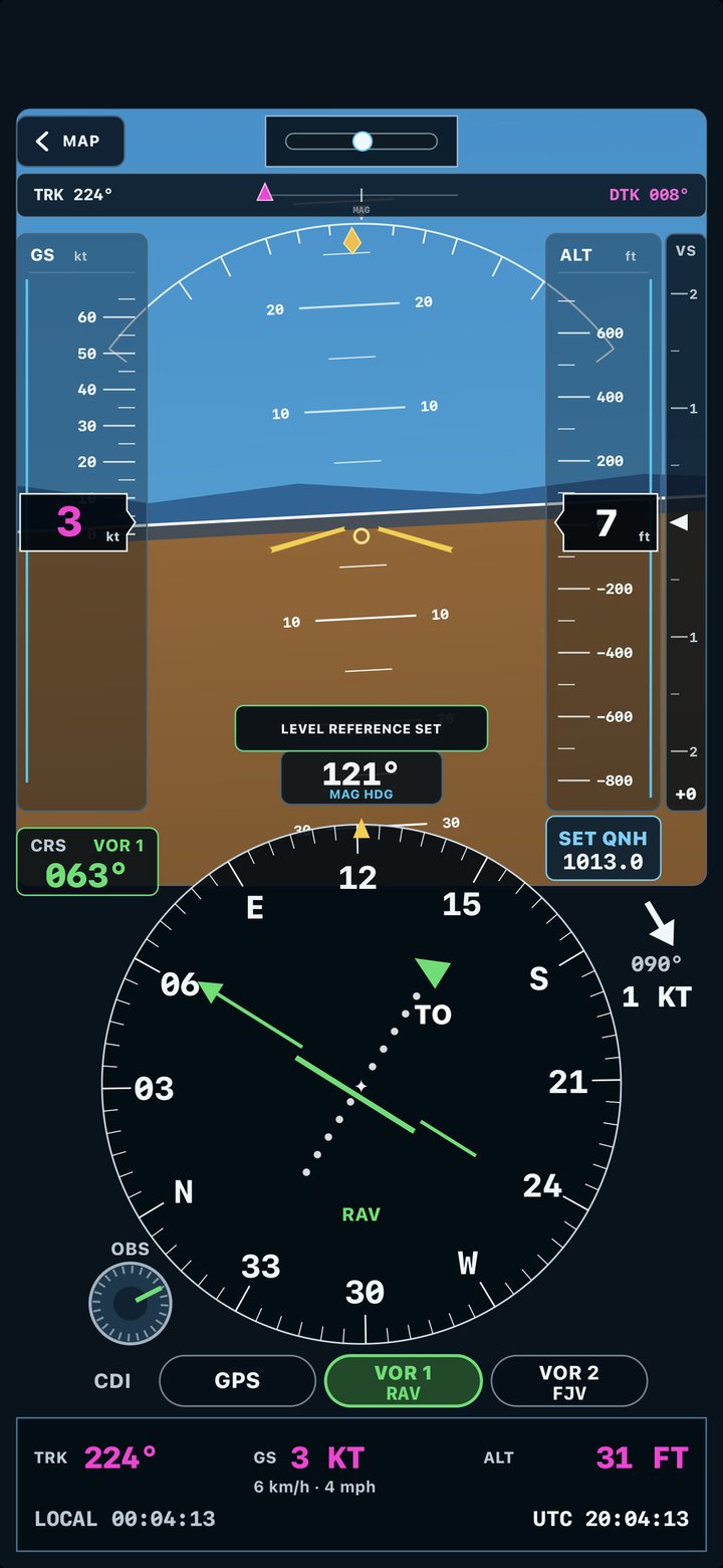 PFD with VOR needle and CDI